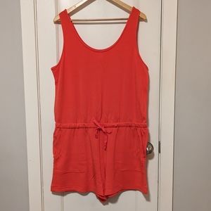 Lou & Grey Sleeveless Signaturesoft Red Orange Romper LOFT size XL